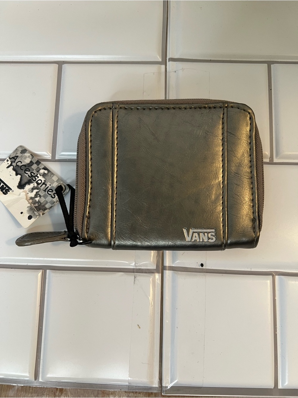 Vans Metallic Gray Compact Zip Wallet